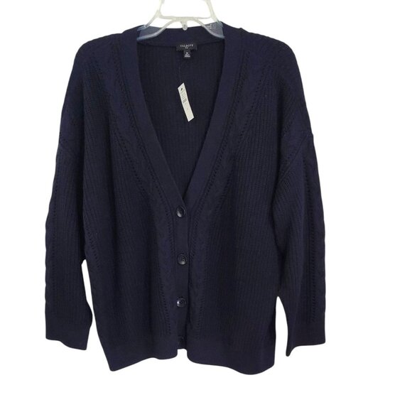 Talbots Womens Navy Blue Button‎ Front Cardigan V Neck Long Sleeve Size 2X NWT - Picture 1 of 9